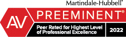 Martindale-Hubbell | AV Preeminent | Peer Rated for Highest Level of Professional Excellence | 2022